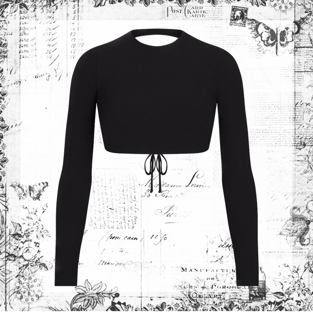 SKIMS Soft Lounge Open Back Super Crop Top in Onyx size S NWT!